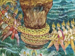 According to Vishnu Purana Devas and the asuras jointly churned Kshirabdhi