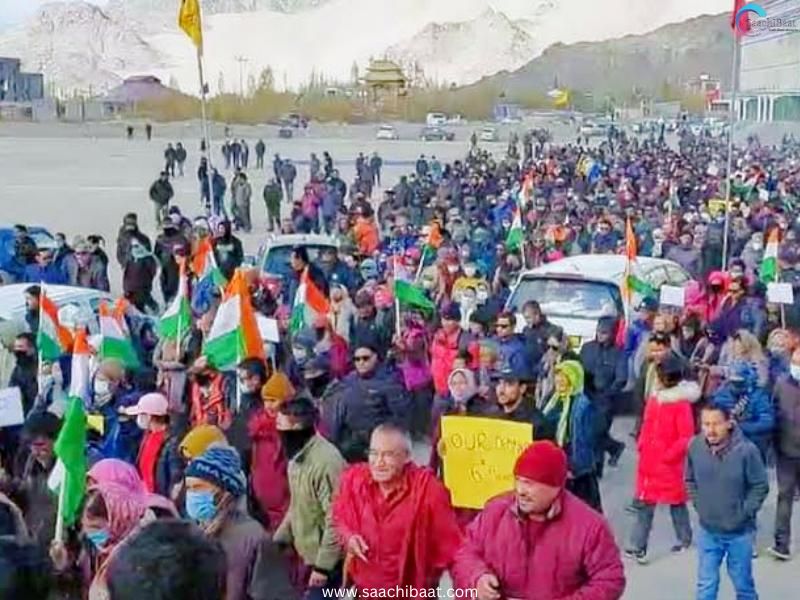 demanding full statehood for Ladakh