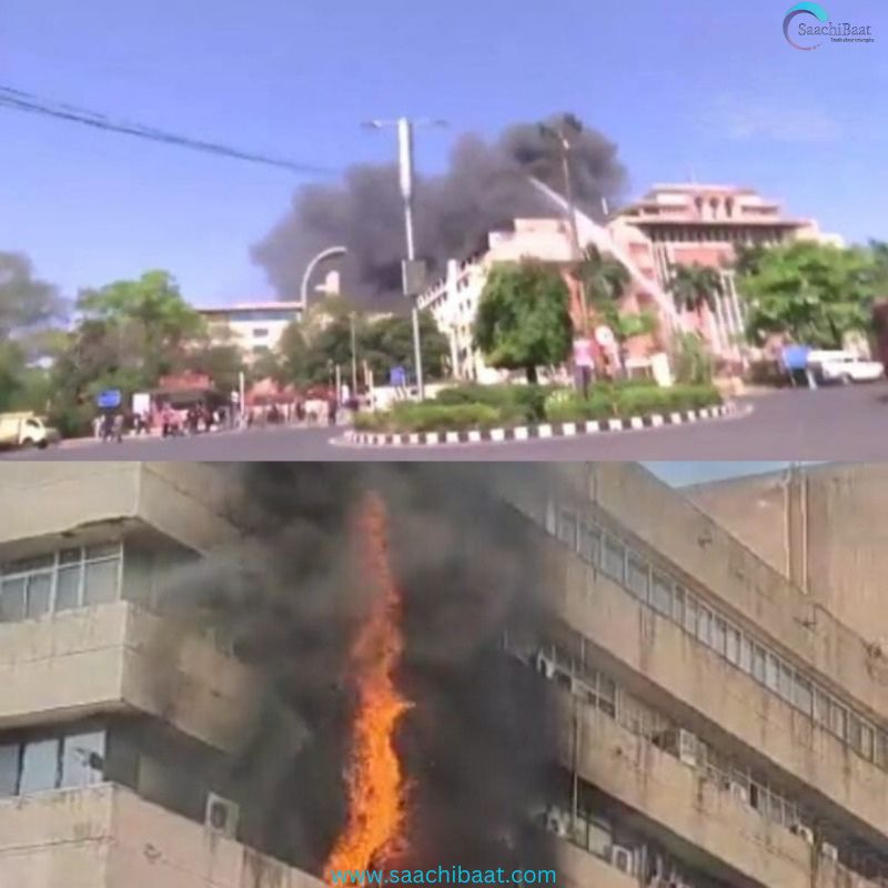 A massive fire broke out on the third floor of Vallabh Bhawan in Bhopal