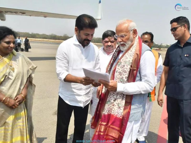 Telangana CM A. Revanth Reddy with Prime Minister Narendra Modi