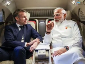 Emmanuel Macron with Modi