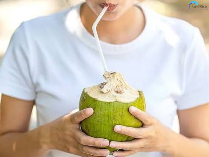 Drinking coconut water 1