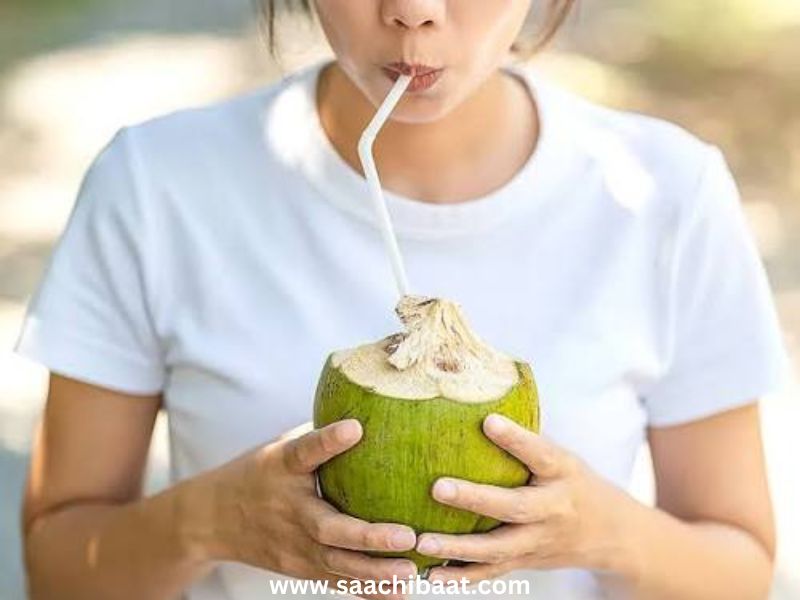 Drinking coconut water