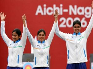indian womens compound team wins asian games gold with world record